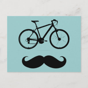 black bike moustache postcard