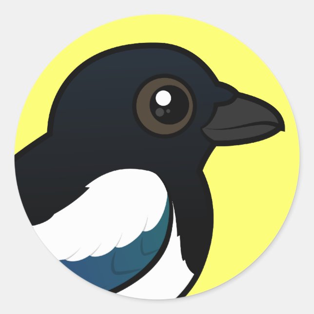 Black-billed Magpie Classic Round Sticker (Front)