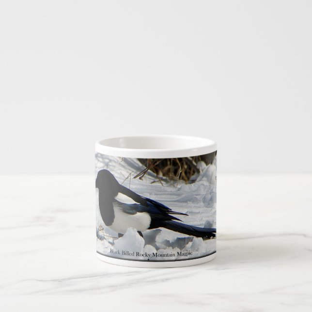 Black Billed Rocky Mountain Magpie espresso mug (Front)
