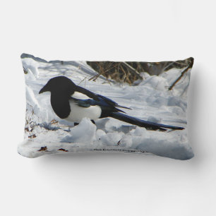 Black Billed Rocky Mountain Magpie lumbar pillow
