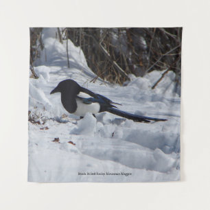 Black Billed Rocky Mountain Magpie square tapestry
