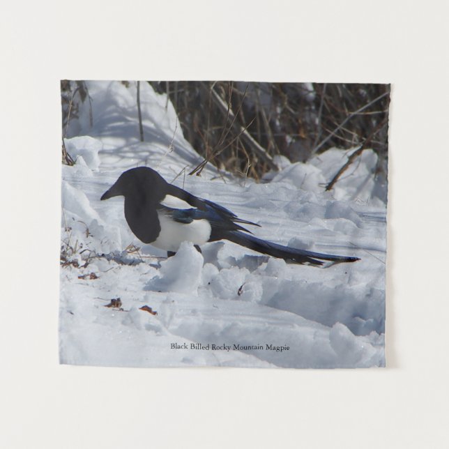 Black Billed Rocky Mountain Magpie tapestry (Front (Horizontal))