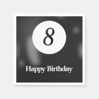 Black Billiard Eight Ball Birthday Party