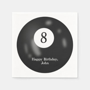 Black Billiard Eight Ball for birthday Napkin