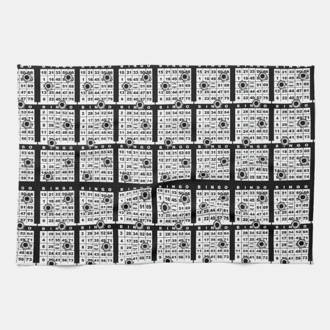 Black Bingo Cards Tea Towel (Horizontal)