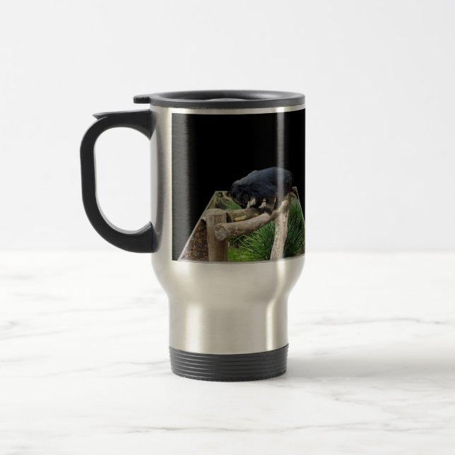 Black Binturong (Bearcat) Standing On A Log, Travel Mug (Left)