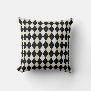 Black & BIRCH BROWN Diamonds ARGYLE Pattern Cushion