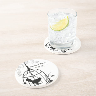 Black Bird Cage Vintage Love Bird Coasters
