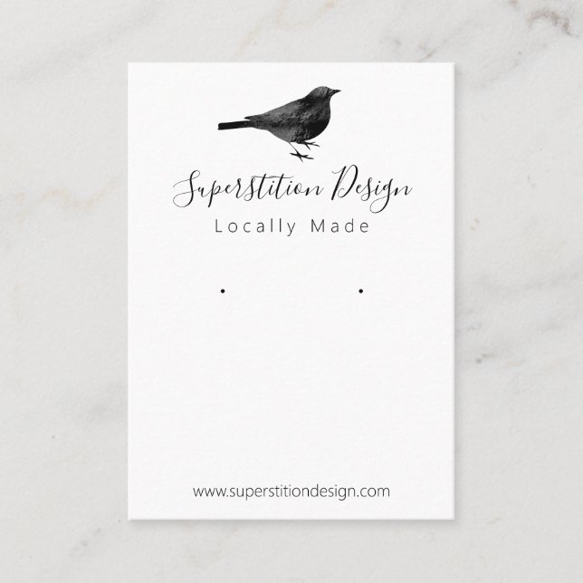 Black Bird Handmade Earring Jewelry Display Business Card (Front)