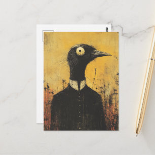 Black Bird in a Black Dress Fantasy Postcard