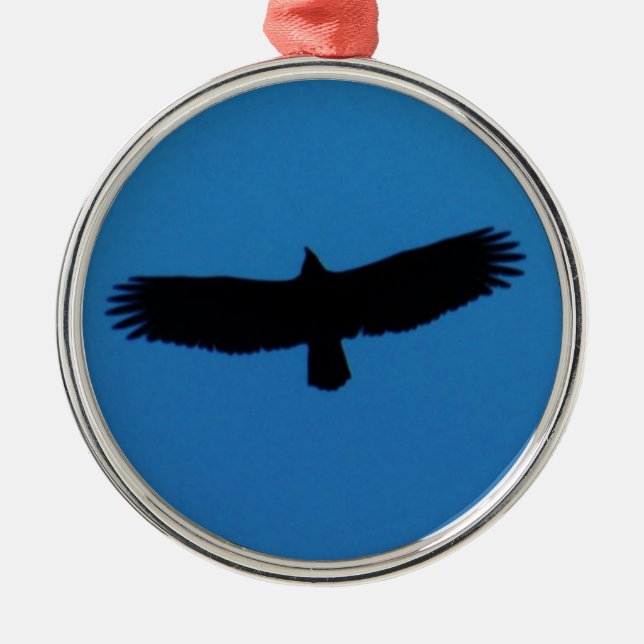 Black bird in a Blue Sky Metal Tree Decoration (Front)