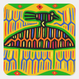 Black Bird in the Canoe Square Sticker