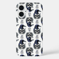 Black Bird On a Skull Goth Pattern Design
