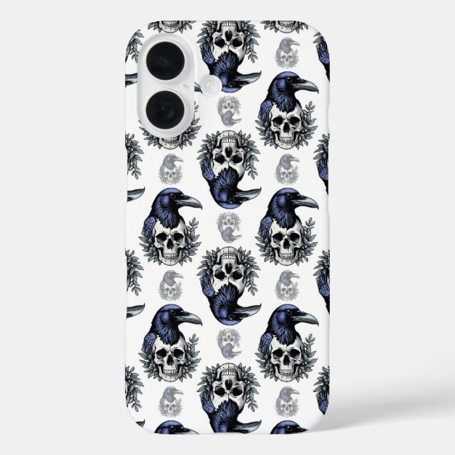 Black Bird On a Skull Goth Pattern Design  Case-Mate iPhone Case (Back)