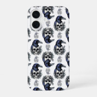 Black Bird On a Skull Goth Pattern Design