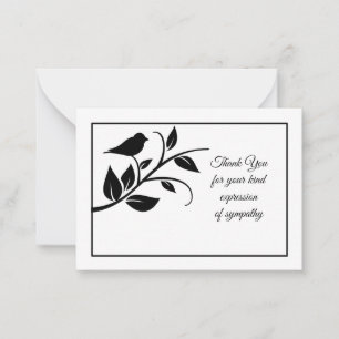 Black Bird On Branch After Funeral Thank You Cards