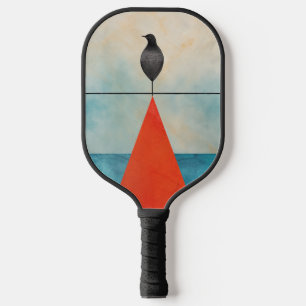 Black Bird on Red Triangle In the Middle of Water Pickleball Paddle