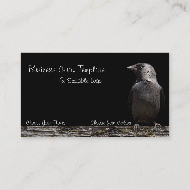 Black Bird Raven Logo Business Card (Front)