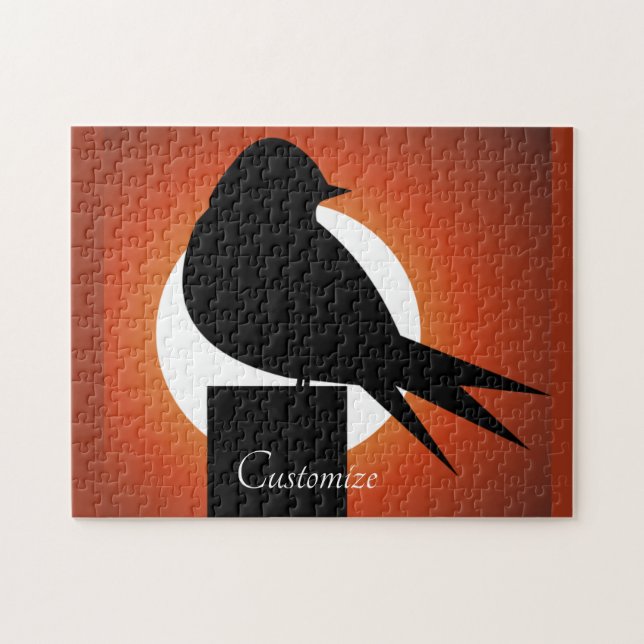 Black Bird Silhouette Sun Thunder_Cove Jigsaw Puzzle (Horizontal)