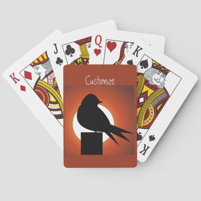 Black Bird Silhouette Sun Thunder_Cove Playing Cards (Back)