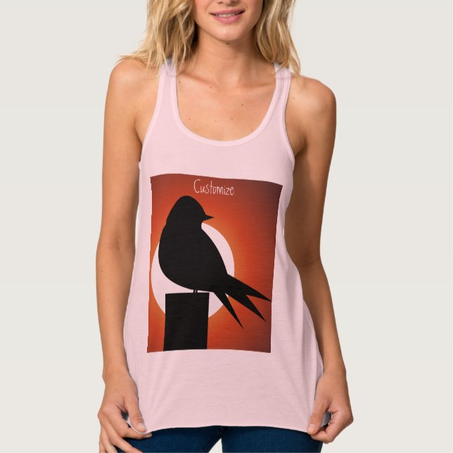 Black Bird Silhouette Sun Thunder_Cove Singlet (Front)