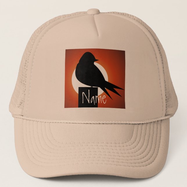Black Bird Silhouette Sun Thunder_Cove Trucker Hat (Front)