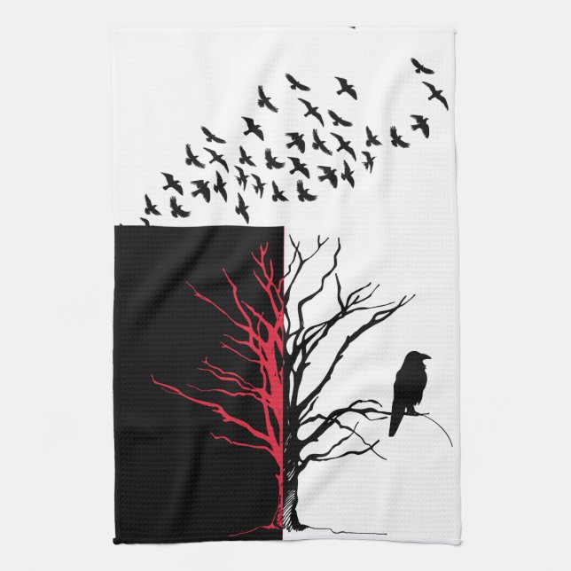 Black Bird The Raven Tea Towel (Vertical)