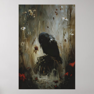 Black Bird Wall Art Printable, Vintage Animal Wall