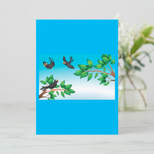 Black Birds on Tree Branches Invitation
