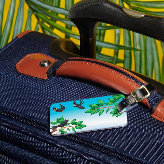 Black Birds on Tree Branches Luggage Tag (Creator Uploaded)