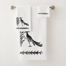 Black Birds & Reeds Bath Towel Set