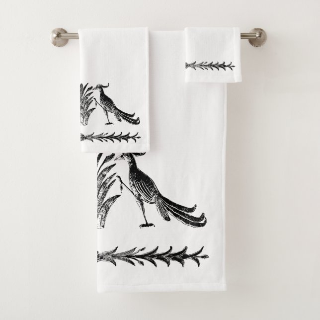 Black Birds & Reeds Bath Towel Set (Insitu)