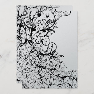 Black Birds & Swirls Wedding Invitation #31g