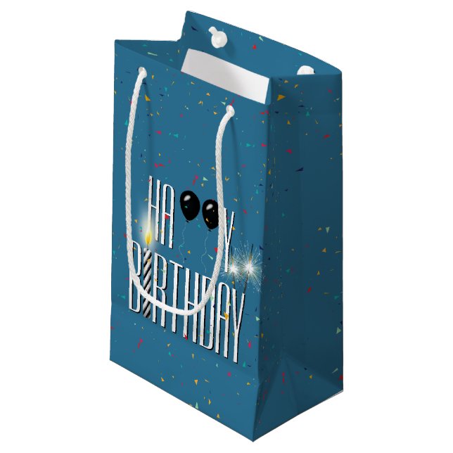 Black Birthday Balloons and Sparklers  Small Gift Bag (Front Angled)