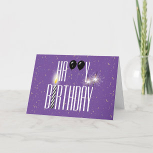 Black Birthday Balloons with Sparklers  Card