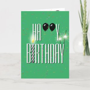 Black Birthday Balloons with Sparklers Card