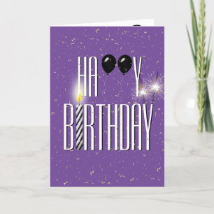 Black Birthday Balloons with Sparklers Card