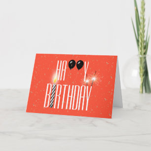 Black Birthday Balloons with Sparklers  Card