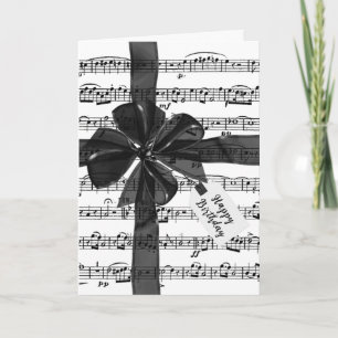 Black Birthday Bow On Music  Card