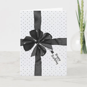 Black Birthday Bow On Pin Dots Card