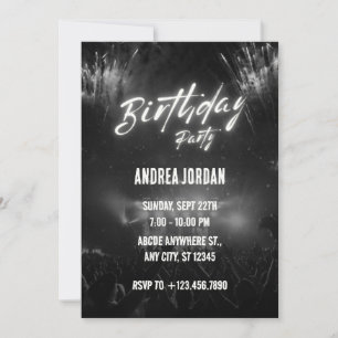 Black Birthday Party Invitation