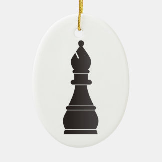 Black bishop chess piece ceramic tree decoration