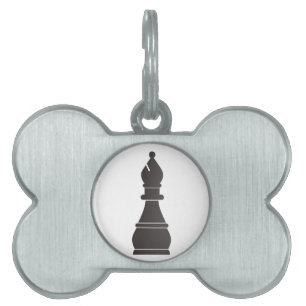 Black bishop chess piece pet ID tag