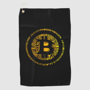 Black Bitcoin Circuitry Vendredi Golf Towel