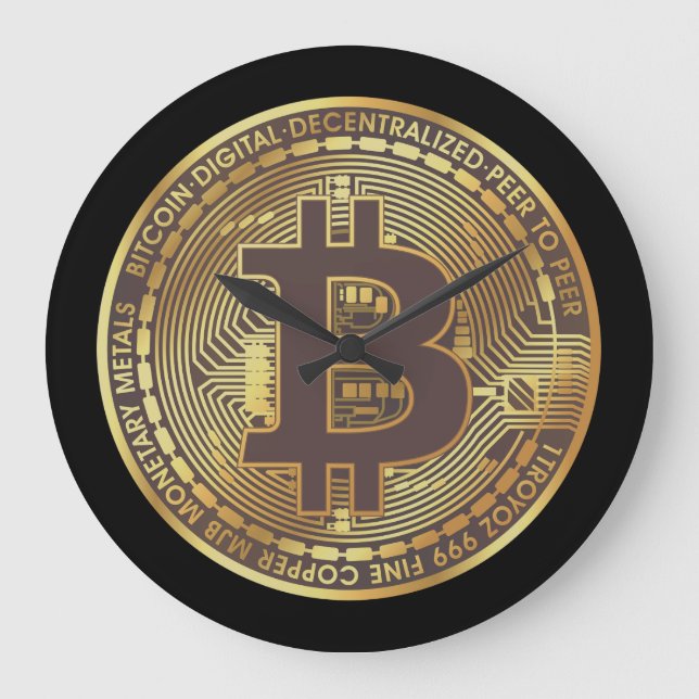 Black Bitcoin Coin La Boca Wall Clock (Front)