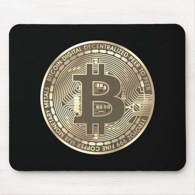 Black Bitcoin Coin Sepia Mouse Pad (Front)