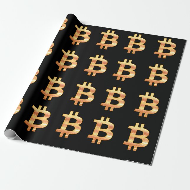 Black Bitcoin Vendredi Wrapping Paper (Unrolled)