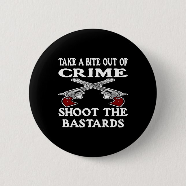 Black Bite Out Crime Bastards 6 Cm Round Badge (Front)