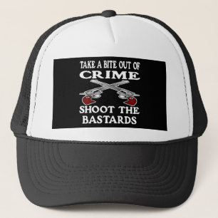 Black Bite Out Crime Bastards Trucker Hat