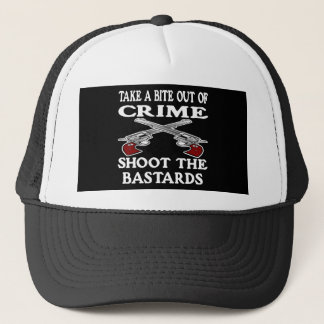 Black Bite Out Crime Bastards Trucker Hat